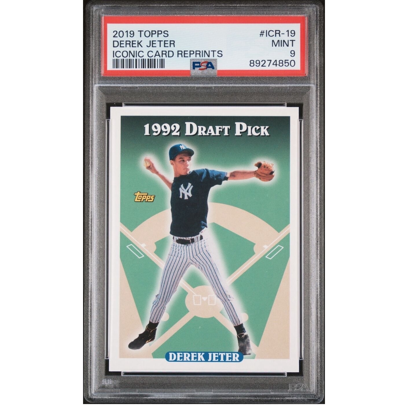 2019 Topps Iconic Card Reprints #icr-19 Derek Jeter Hof Pop 3 Psa 