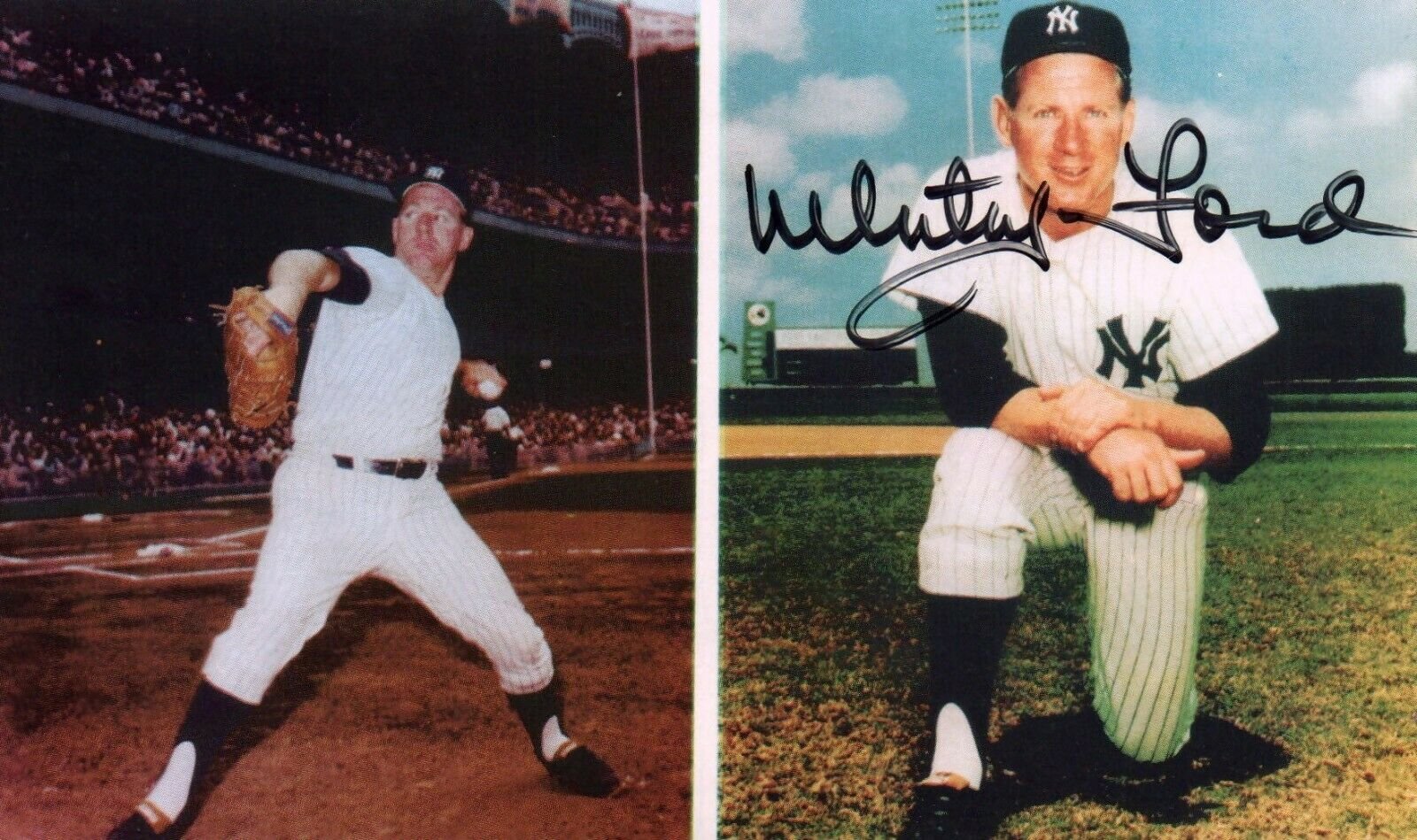 Whitey Ford Baseball HOF Signed 3.5x6 