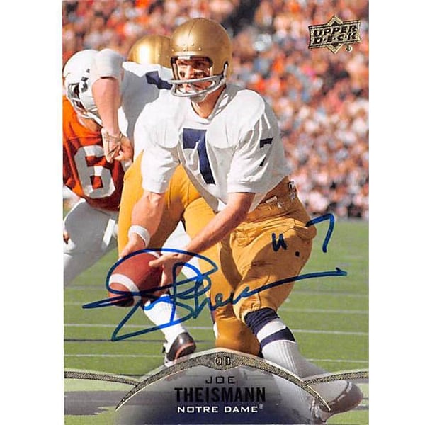 Joe Theismann autographed football card (University of Notre Dame 