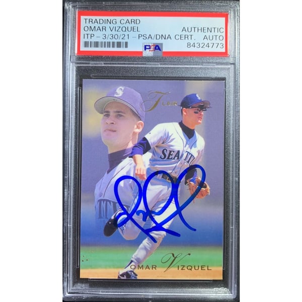 Omar Vizquel auto card 1993 Fleer #276 MLB Seattle Mariners PSA 