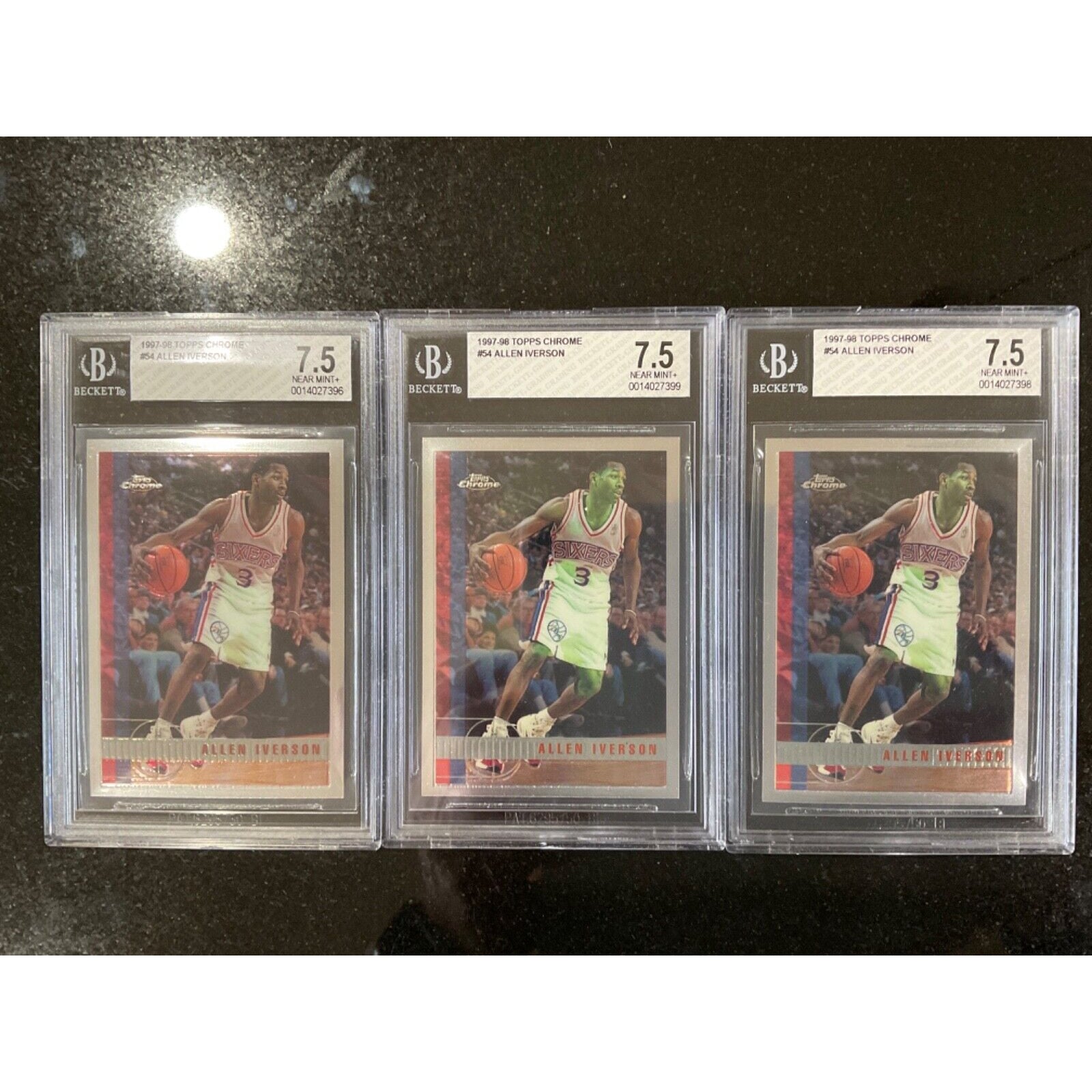 1997-98 ALLEN IVERSON - CHROME #54 BGS 7.5 Hoopster