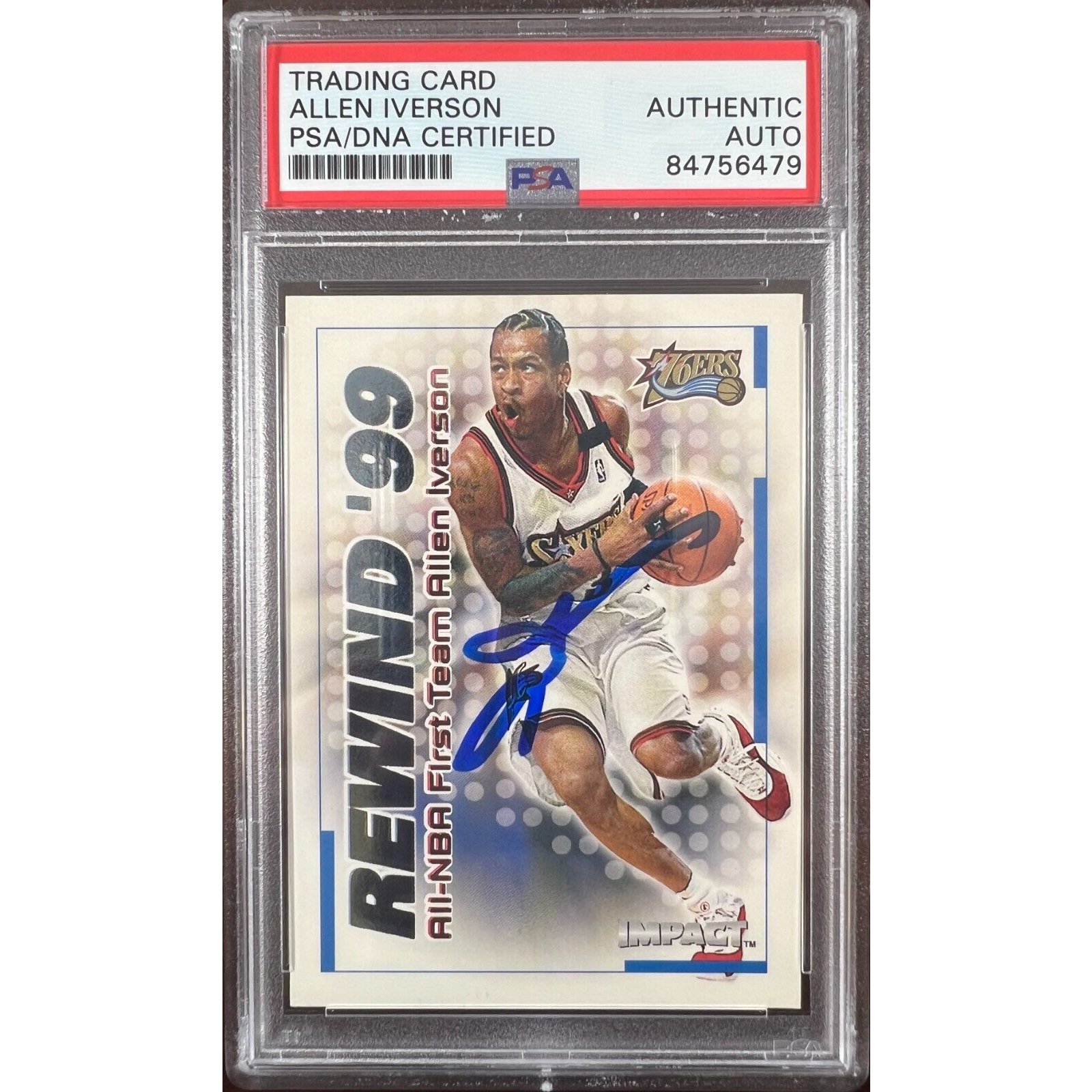Allen Iverson auto card 2000 Fleer Impact #18 Philadelphia 76ers 