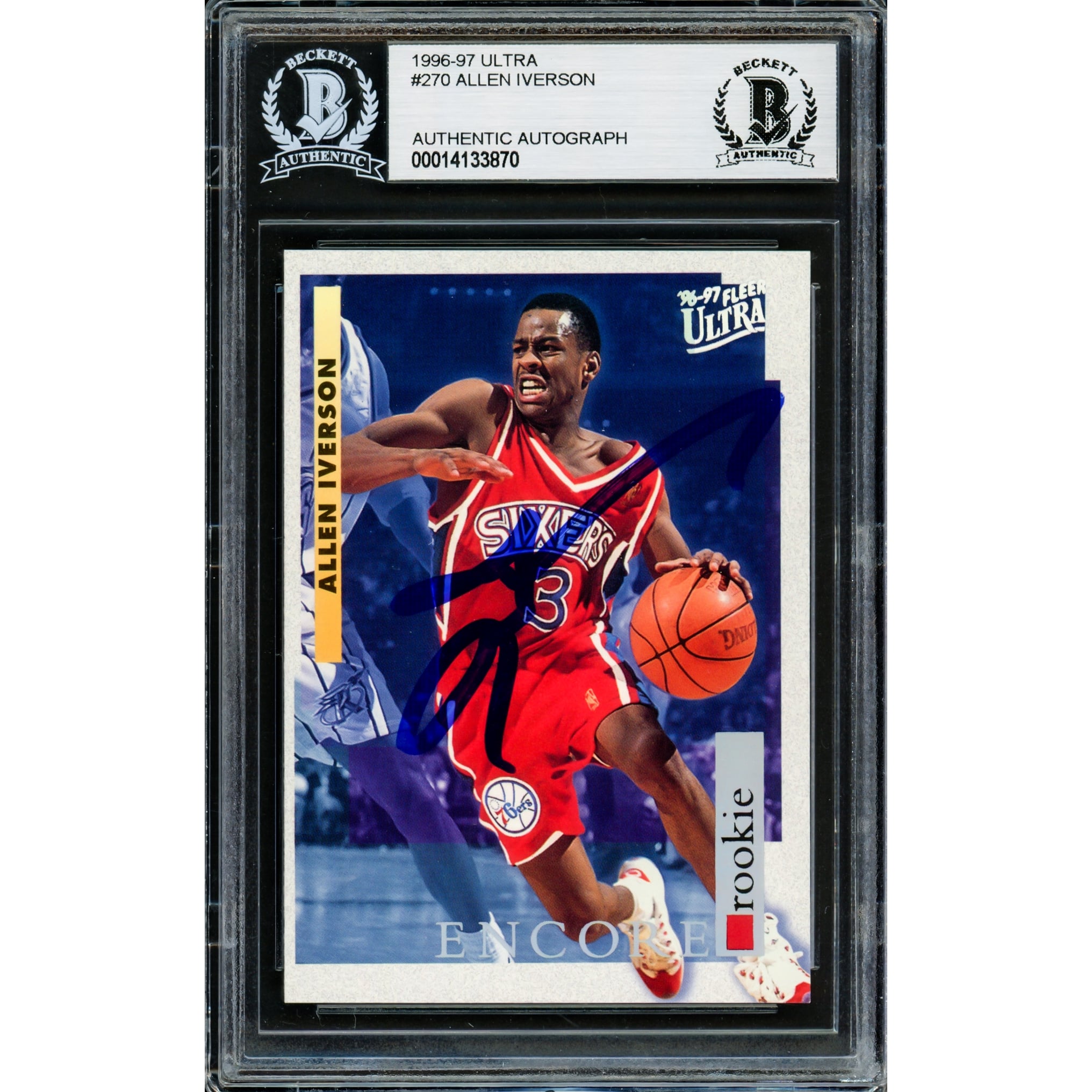 Allen Iverson Autographed 1996-97 Fleer Ultra Rookie Card #270 
