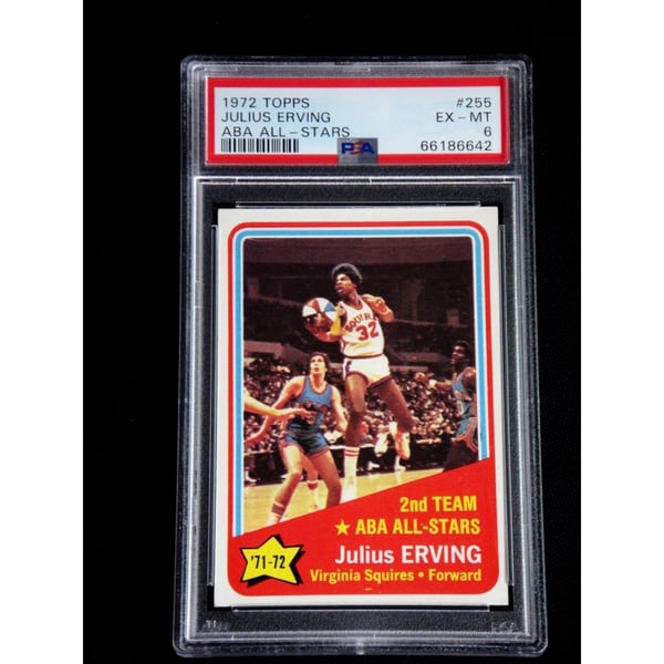 Julius Erving 1972 Topps Basketball Rookie Card #255 Psa 6 Ex-mt 