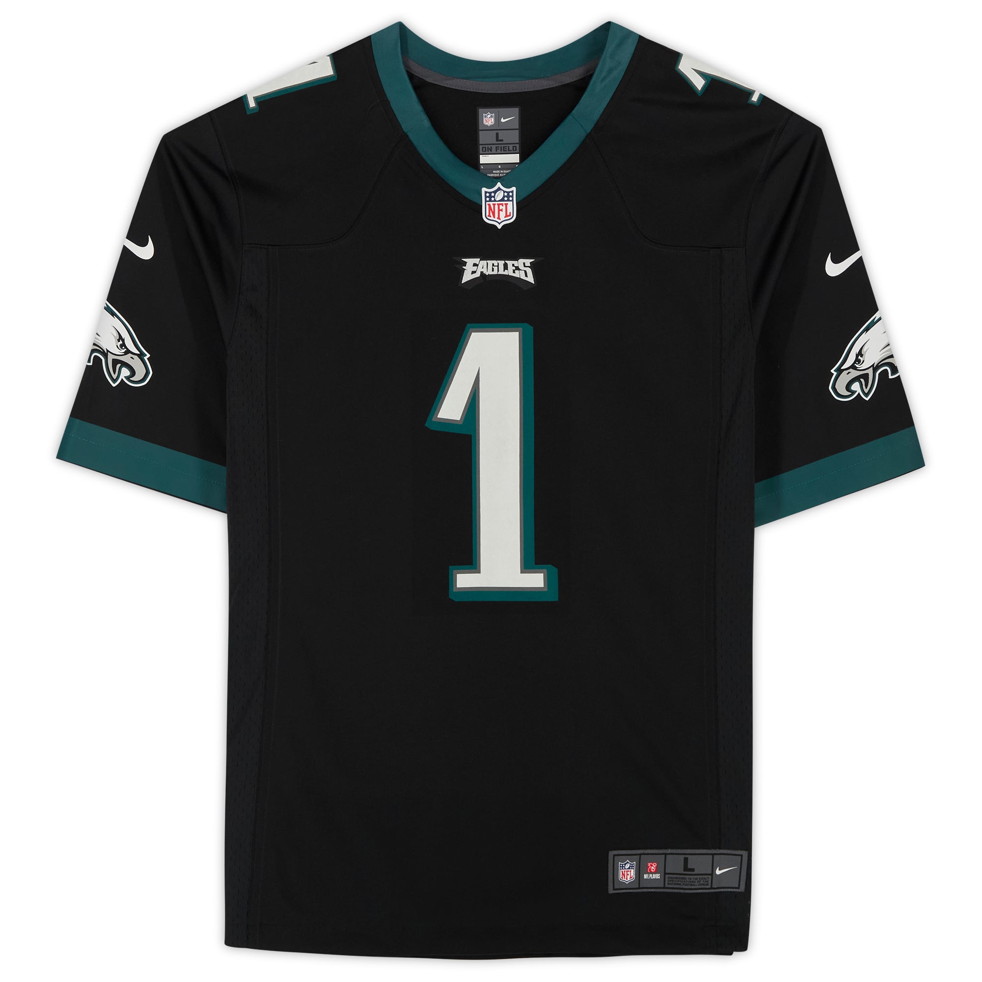Jalen Hurts Philadelphia Eagles Autographed Nike Black #1 Game Jersey