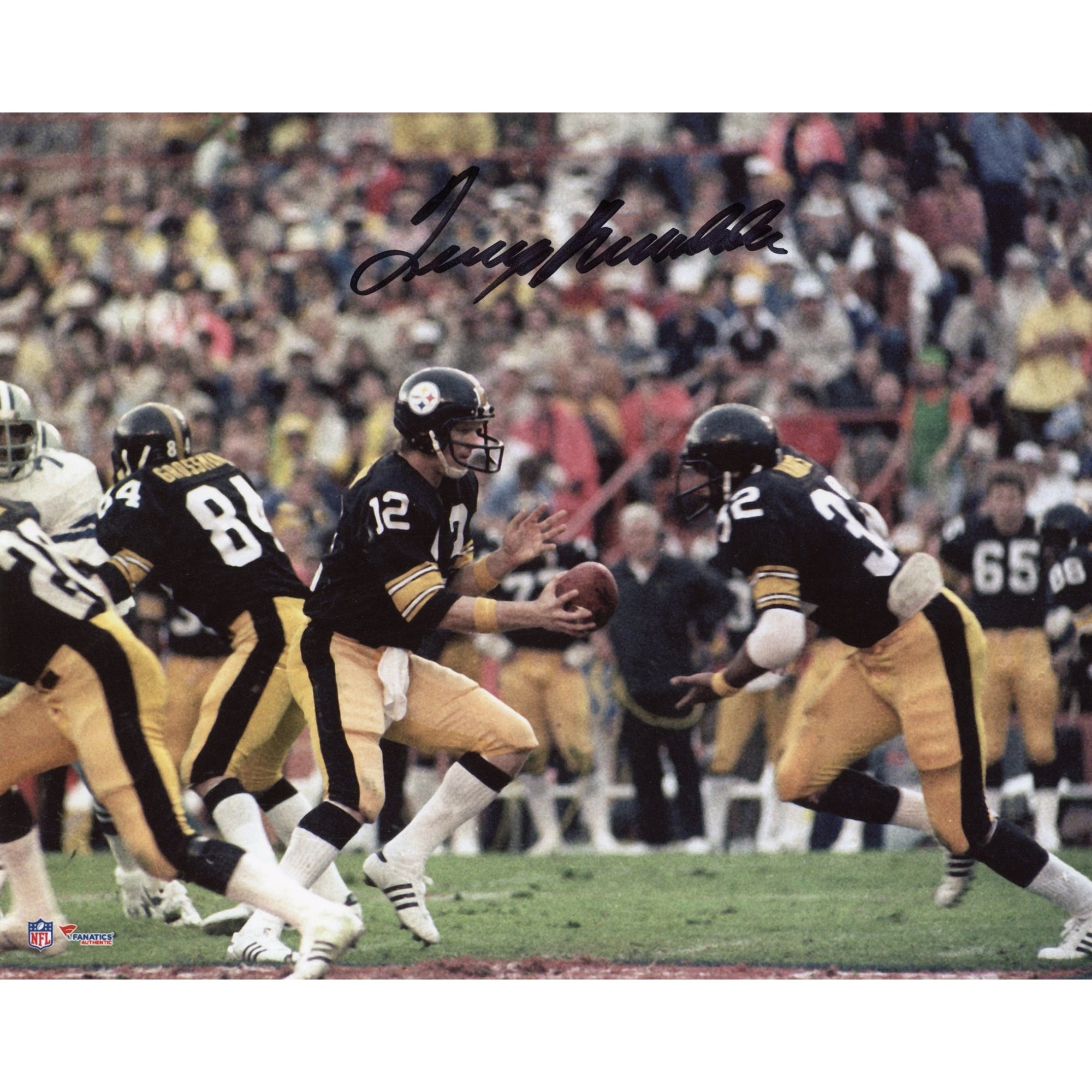 Terry Bradshaw Pittsburgh Steelers Autographed 8'' x 10'' Handoff