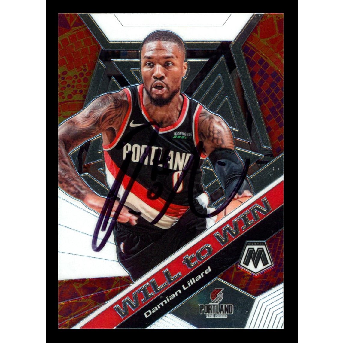 Blazers Damian Lillard Signed 2019 Panini Mosaic WTW #19 Card JSA 