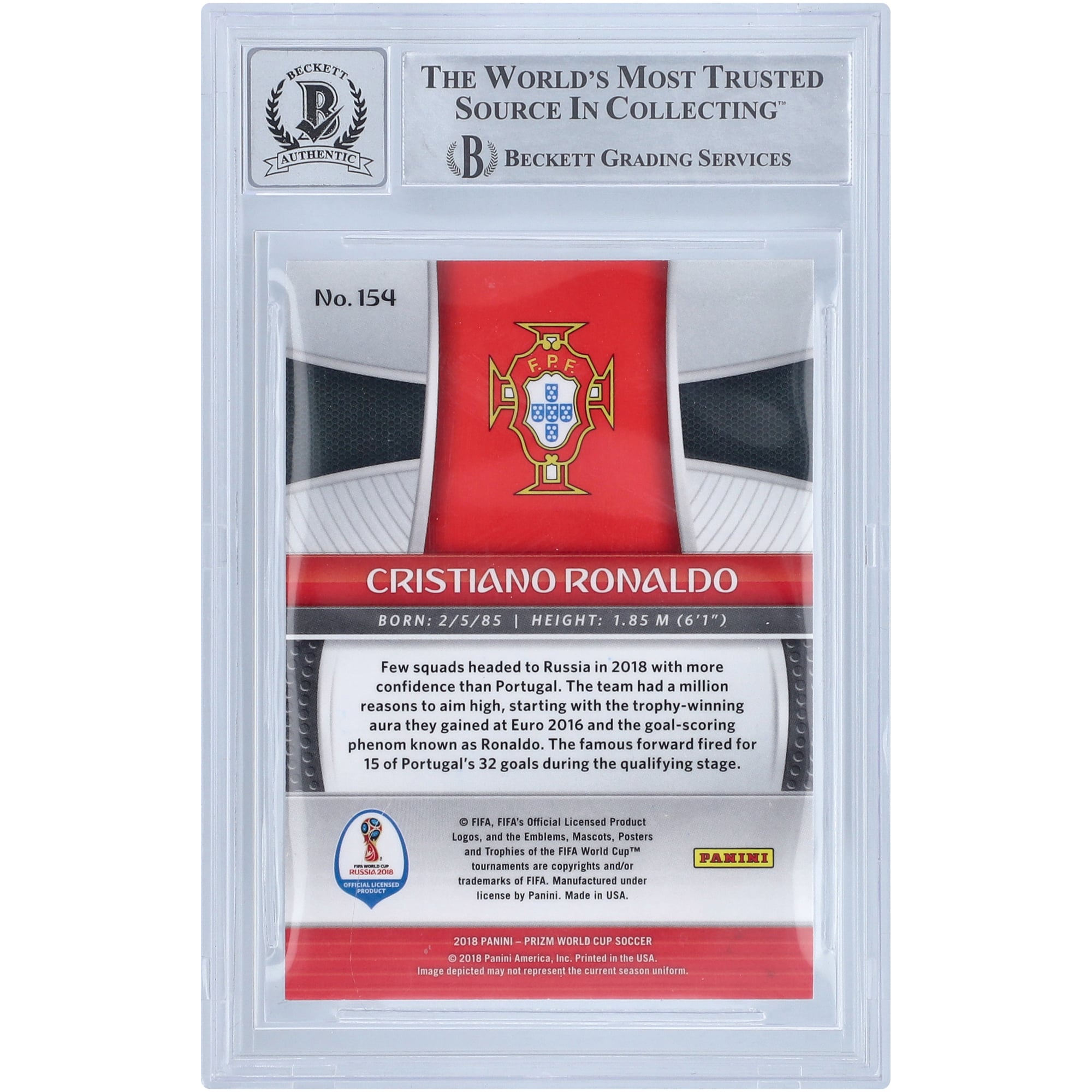 Cristiano Ronaldo Portugal National Team Autographed 2018 Panini