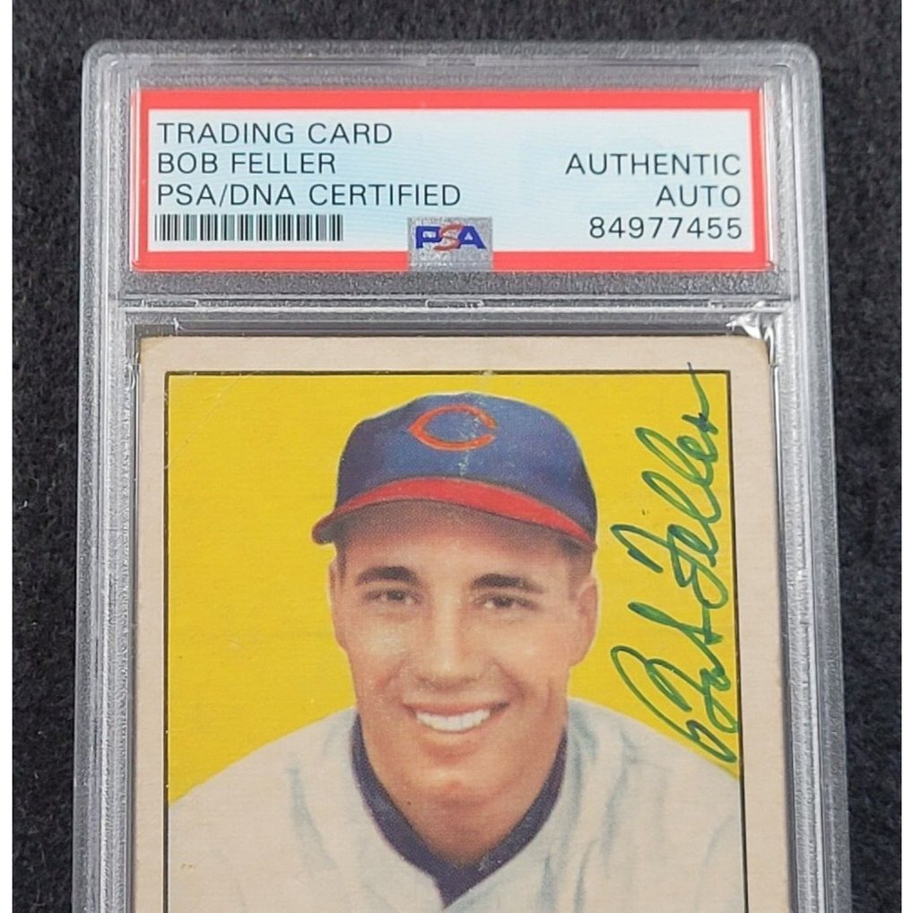 Rare 1952 BOB FELLER Signed Topps Baseball Card-HOF-CLEVELAND 