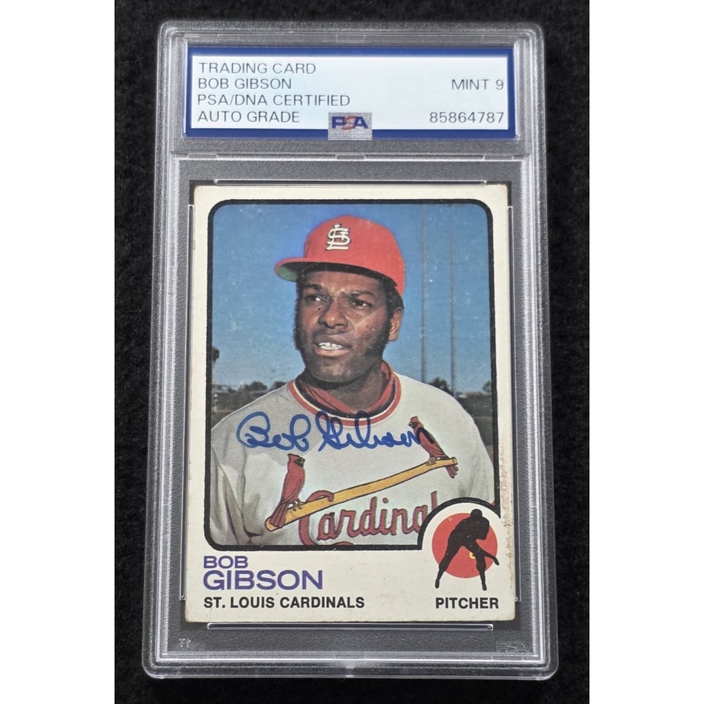 Rare 1973 BOB GIBSON Signed Topps Card-HOF-ST. LOUIS CARDINALS-PSA 
