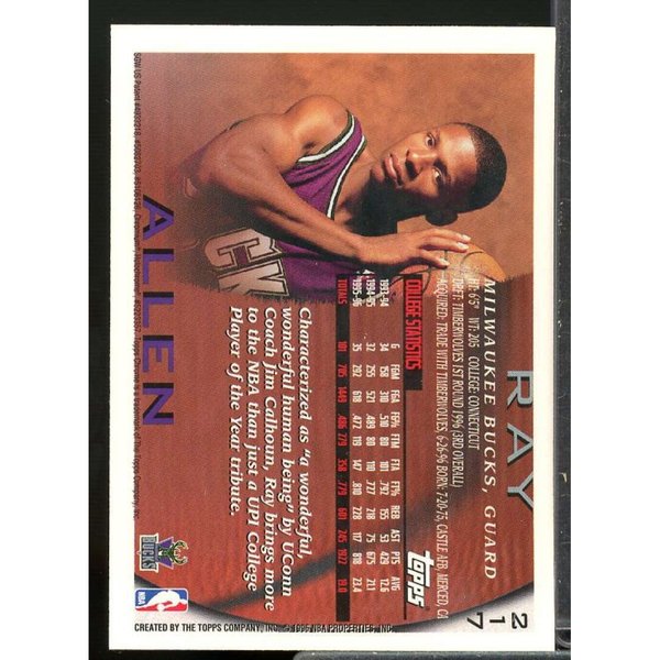 Ray Allen Rookie Card 1996-97 Topps Chrome #217