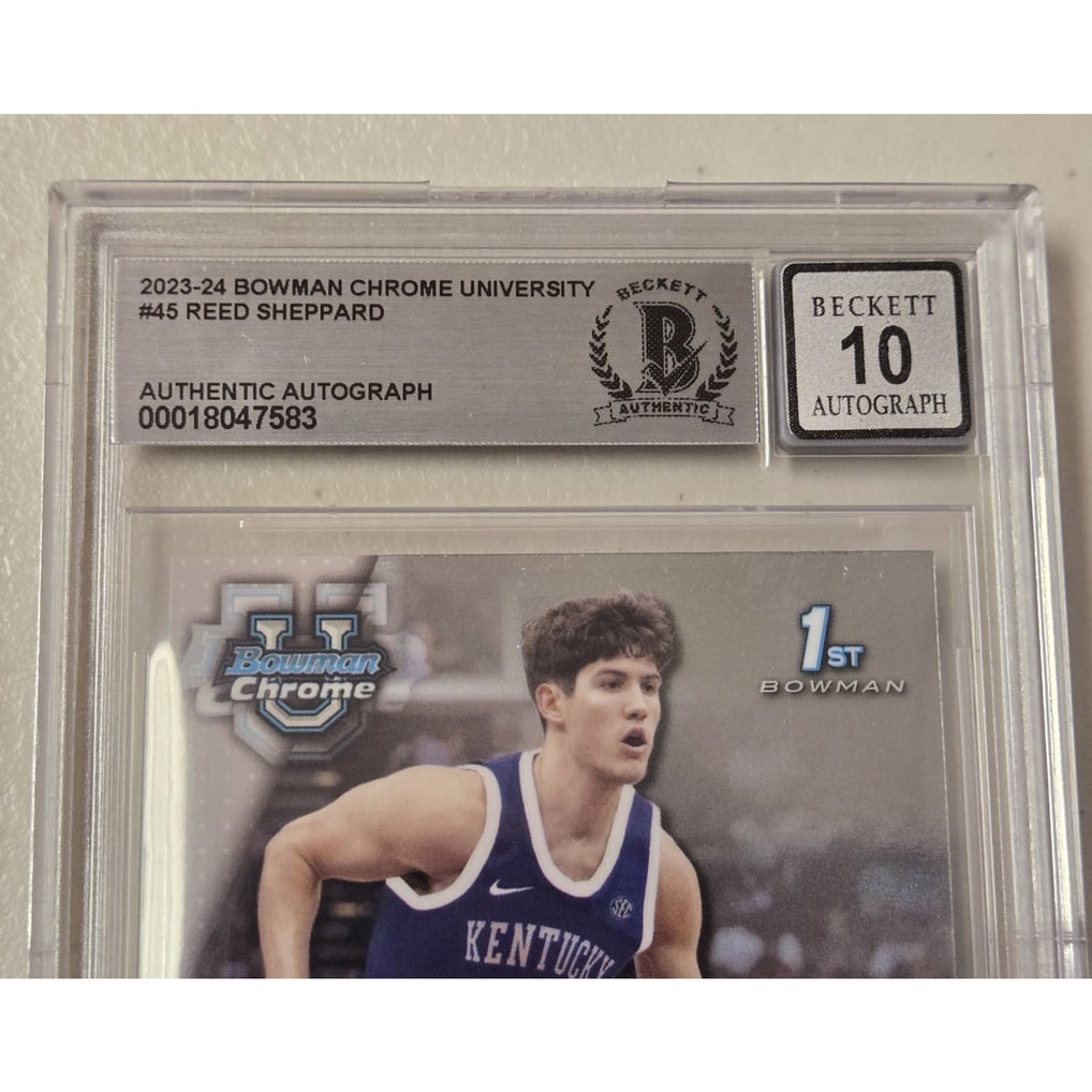 Reed Sheppard Signed 1st Bowman U Chrome Rookie Card Beckett Auto 