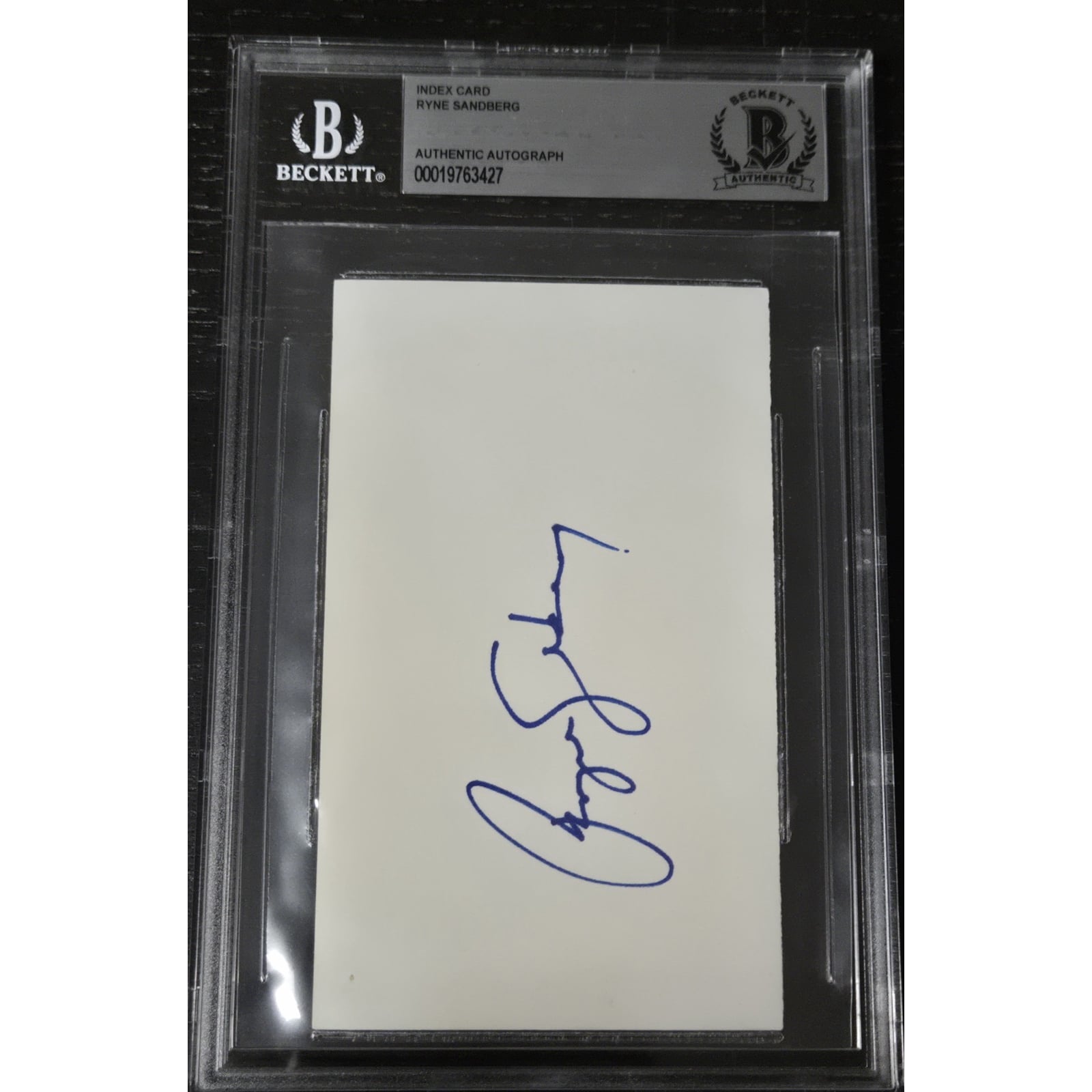 Ryne Sandberg Signed Auto 3x5 Index Card Beckett Encap Chicago 
