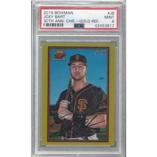 Joey Bart 2019 Bowamn Chrome 30th Anniversary Gold Refractor #d 37 