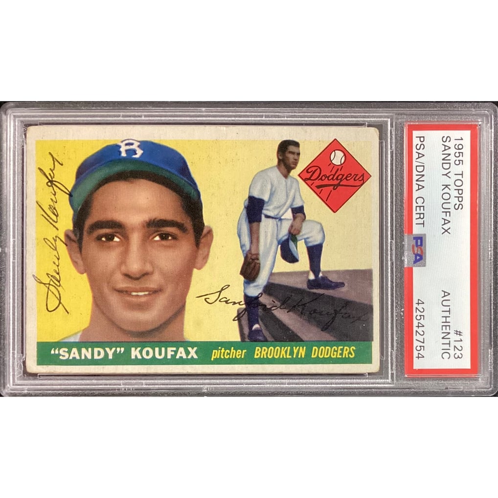 Sandy Koufax Signed 1955 Topps #123 Rookie Card Dodgers HOF 