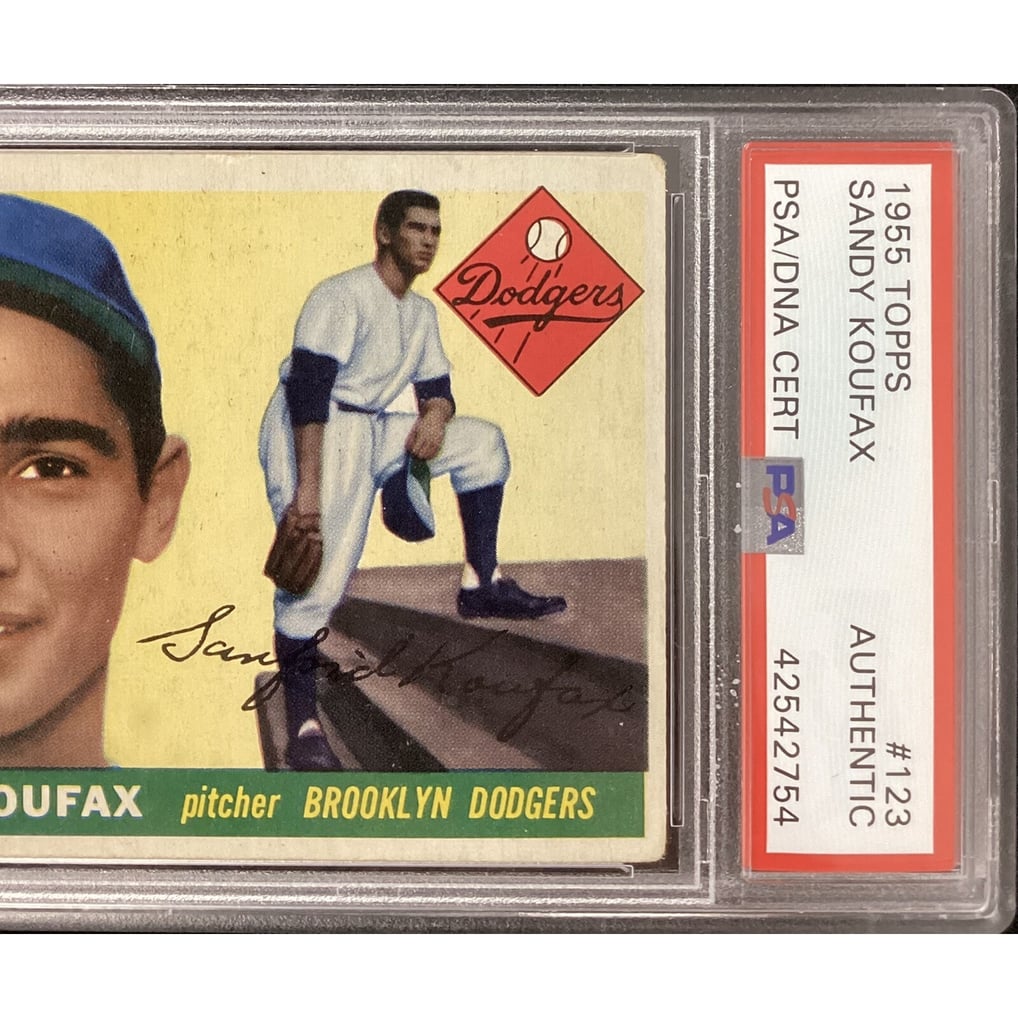 Sandy Koufax Signed 1955 Topps #123 Rookie Card Dodgers HOF 