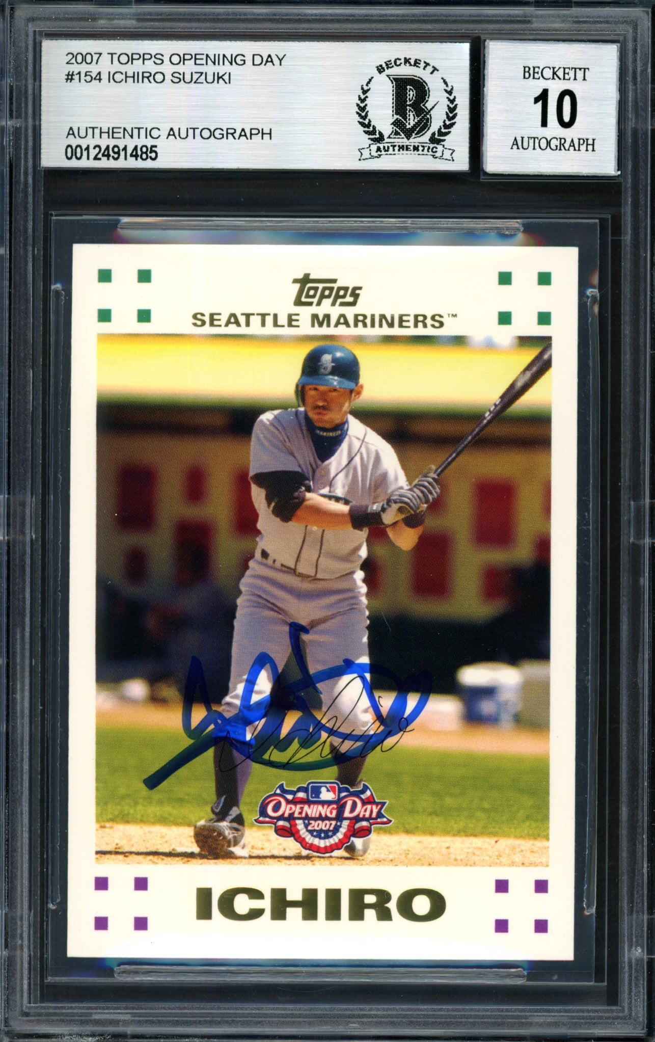 Ichiro Suzuki Autographed 2007 Topps Opening Day Card #154 Seattle 