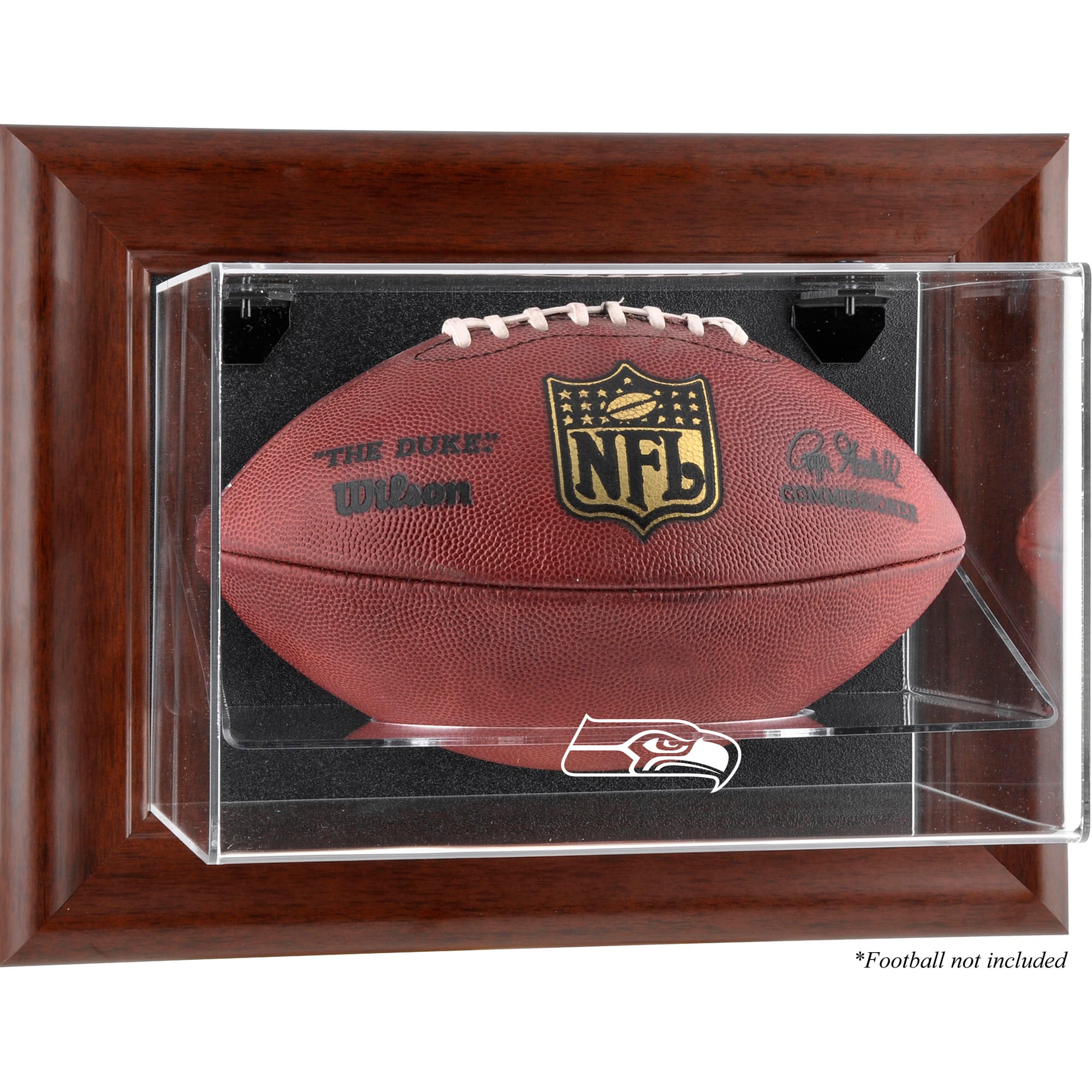Seattle Seahawks Brown Framed Wall-Mountable Football Display Case