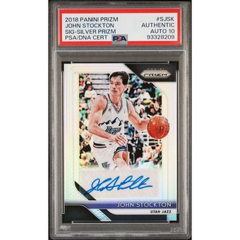 直筆サイン】ジョン・ストックトン PANINI SILVER PRIZM（ユタ・ジャズ 