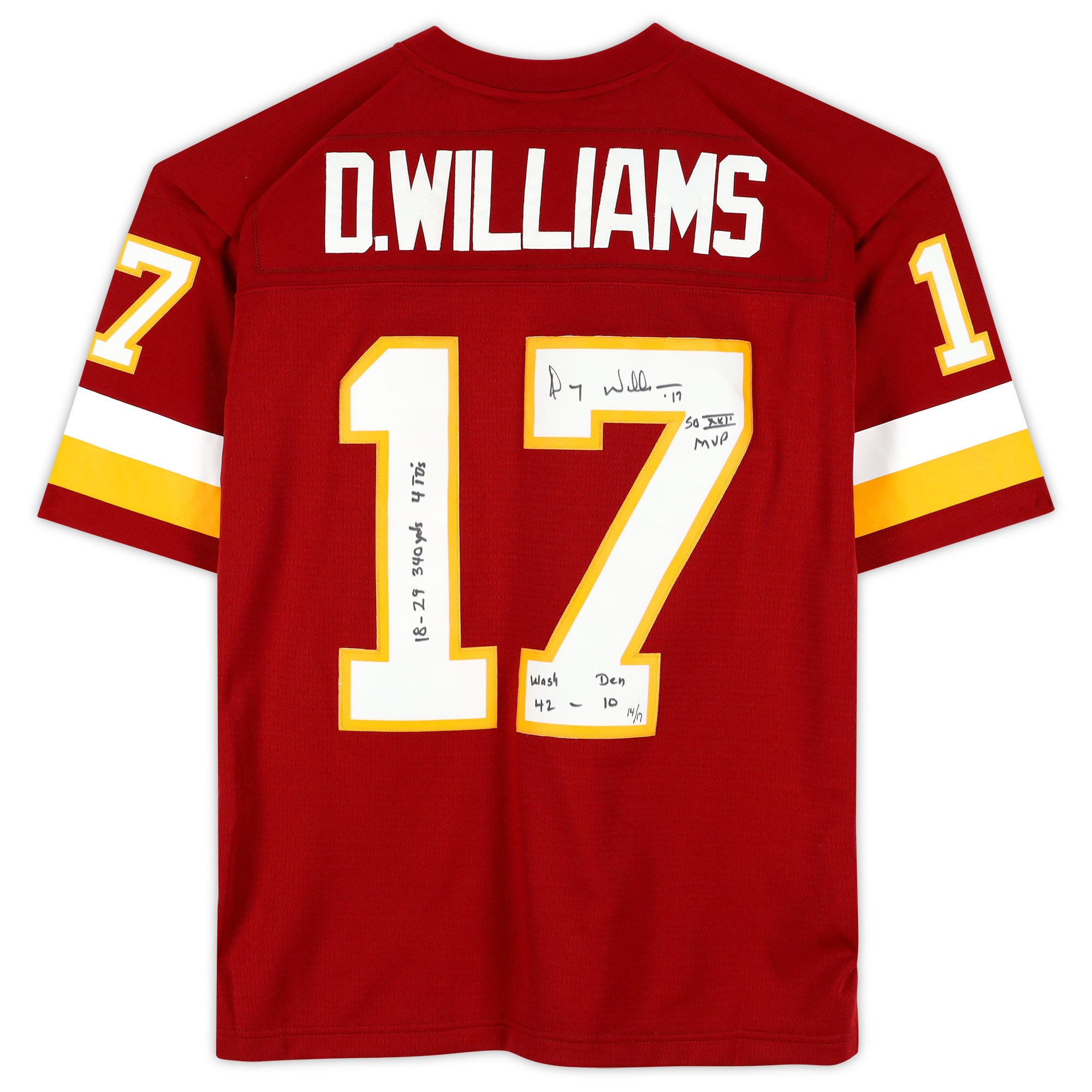 Doug Williams Burgundy Washington Commanders Autographed Mitchell